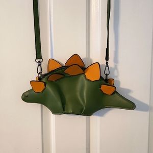 Green Stegosaurus Dinosaur Crossbody Clutch Handbag Faux Leather Cute Small